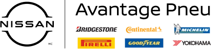 Logo Avantage Pneu Nissan regroupant 6 marques de pneus : Bridgestone, Continental, Michelin, Pirelli, Good Year et Yokohama